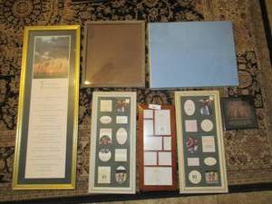 lot 106 image: HOME DECOR INCLUDING FRAMED SCRIPTURE, DECLARATION OF INDEPENDENCE AND SEVERAL PICTURE FRAMES