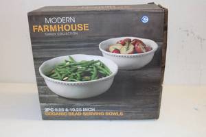 lot 87 image: Modern Farmhouse Serving Bowls 2pcs NEW