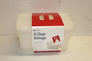 lot 100 image: Life Story 4 Clear Storage Containers 16x11x8