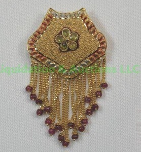 lot 12 image: 22K Gold, Ruby, Enamel, Crystal, Indian Style Pendant