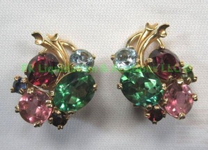 lot 60 image: 18K Gold, Multi-Stone, Earrings