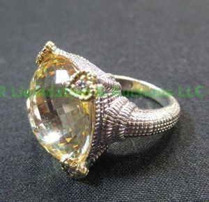 lot 70 image: 18K Gold & Sterling Silver Judith Ripka Yellow Crystal, Diamond Ring