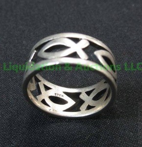 lot 72 image: James Avery Sterling Silver Christian Fish Ring