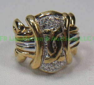 lot 76 image: 18K Gold, Cubic Zirconia, Belt Buckle Ring