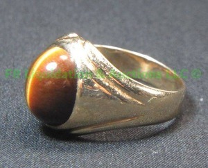 lot 98 image: 14K Gold, Tigers Eye, Gentlemens Ring