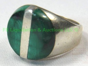 lot 100 image: Sterling Silver, Malachite, Ring