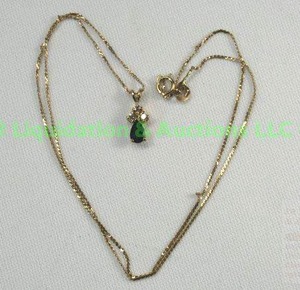 lot 123 image: 14K Gold, Sapphire, Diamond, Pendant-Necklace