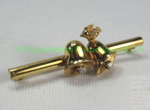 lot 126 image: 14K Gold, Diamond, Bell Brooch