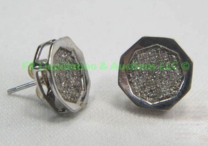 lot 147 image: 14K White Gold, Diamond earrings