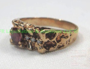 lot 149 image: 10K Gold Ruby, Diamond, ring