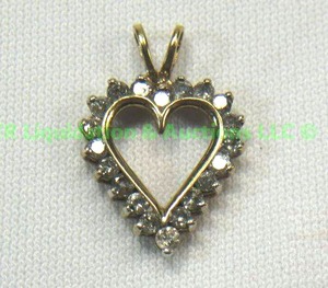 lot 152 image: 10K Gold, Diamond, Heart Pendant
