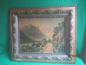 lot 8 image: VINTAGE FRAMED WALL PAINTING31HX37L&nbsp