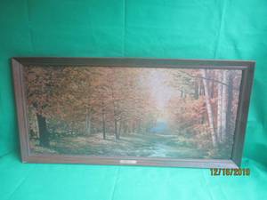 lot 9 image: VINTAGE ROBERT WOOD 1959 AUTUMN LEAVES SCENERY PAINTING FRAMED&nbsp40.5X19.5
