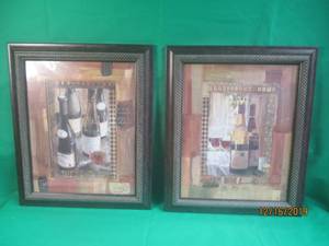 lot 12 image: 2 FRAMED PICTURES WITH WINE BOTTLES&nbsp21X25 EACH PICTURE&nbsp