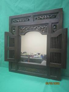 lot 178 image: MIRROR WITH SHUDDERS MADE IN INDONESIA 35.5X31.5