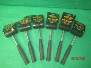 lot 295 image: 6 NEW 8OZ MALLET WITH RUBBER HANDLE