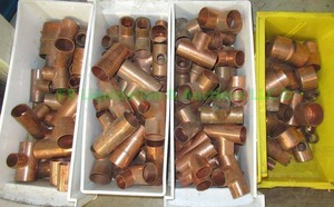 lot 46 image: Assorted copper fittings and storage bins