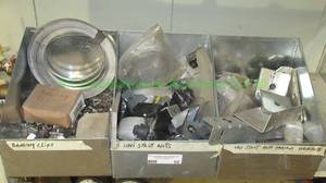 lot 50 image: Assorted parts and hardware as shown plus storage bins