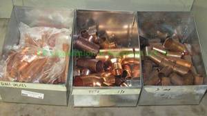 lot 58 image: Assorted copper fittings and storage bins as shown