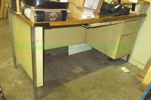 lot 93 image: Retro office desk laminate top metal base
