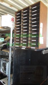 lot 523 image: Laminate desk shell and office mail slot box