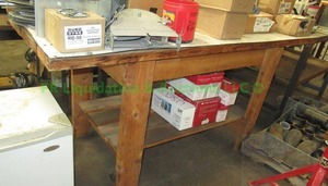 lot 224 image: Wood utility table, 72 x 28 x 35, contents not included