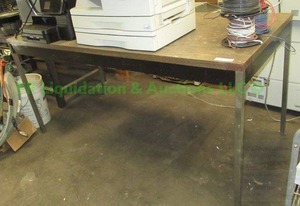 lot 235 image: Laminate top metal base utility table 60 x 30 x 29, contents not included