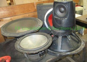 lot 242 image: Kenwood KFC-W3011 12 4-ohm subwoofer, Fane colossus 18xB 18 High excursion woofer, Sony Xplod 1200 watt speaker plus