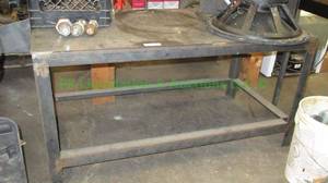 lot 244 image: Custom crafted all steel utility table, 48 x 24 x 24, contents not included