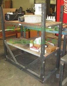 lot 251 image: Custom crafted metal frame shelf 48 x 24 x 52, contents not included