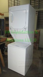 lot 281 image: GE stacked washer dryer combo model GTUP240EM5WW, washer needs door sensor switch replaced
