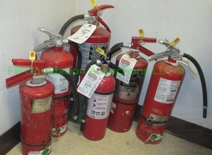 lot 384 image: Assorted fire extinguishers, 6 count