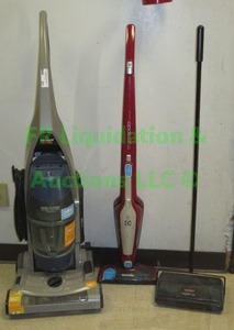 lot 381 image: Bissell multi surface vacuum, Electrolux cordless vacuum (no charge cord), plus Bissell sweeper
