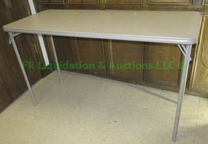 lot 377 image: padded top folding table, 48 x 20 x 28