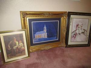 lot 30 image: SILENT NIGHT FRAMED PRINT 27 X 23 AND 2 OTHER FRAMES PRINTS