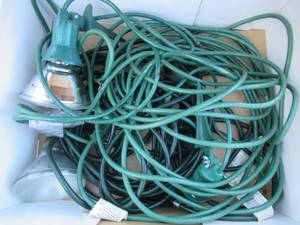 lot 93 image: CORDED FLOOD LIGHTS AND GE MISER COLORED FLOOD LIGHT BULBD