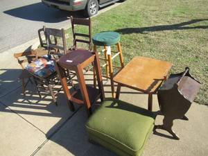 lot 112 image: SEWING BOX, STOOLS, CHAIRS AND MORE