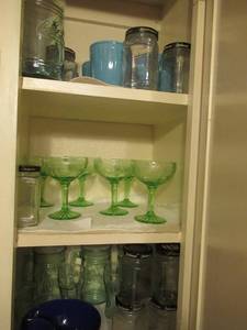 lot 122 image: KITCHEN LOT INCLUDES COCA COLA GLASSES, URANIUM GLASSES, COFFEE CUPS, SANGO PLATES AND BOWLS, ONEIDA SILVERWARE AND MORE KITCHEN ITEMS AS SHOWN IN FOLLOWING PICTURES