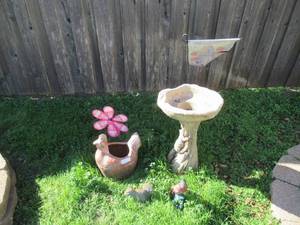 lot 203 image: CEMENT BIRD BATH 24 TALL AND MORE