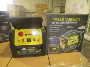 lot 1 image: TITAN 8 IN 1 POWER MATE PORTABLE POWER STATION. NEW IN UNOPENED BOX.