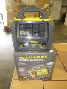 lot 34 image: TITAN 8 IN 1 POWER MATE PORTABLE POWER STATION. NEW IN UNOPENED BOX.