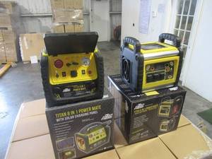 lot 42 image: TITAN 8 IN 1 POWER MATE PORTABLE POWER STATION AND TITAN 6 IN 1 POWER MATE HEAVY DUTY POWER-700 CCA 22AH. NEW IN UNOPENED BOXES