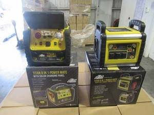 lot 43 image: TITAN 8 IN 1 POWER MATE PORTABLE POWER STATION AND TITAN 6 IN 1 POWER MATE HEAVY DUTY POWER-700 CCA 22AH. NEW IN UNOPENED BOXES