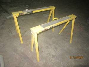 lot 36 image: TASK FORCE FOLDING HEAVY DUTY HEIGHT ADJUSTABLE STEEL,METAL SAW HORSE ,JOBSITE TABLE WITH TELESCOPE LEGS&nbsp 016211