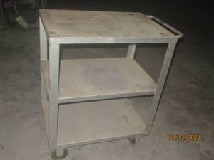 lot 106 image: 3 SHELF STEEL ROLLING CART WITH WHEELS&nbsp