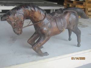 lot 144 image: VINTAGE LEATHER&nbsp HORSE FIGURINE&nbsp