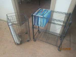 lot 181 image: WIRE UPRIGHT ROLLING BLUE PRINTFILE CART&nbsp &amp WIRE FILE FOLDER ROLLING&nbsp CART&nbsp