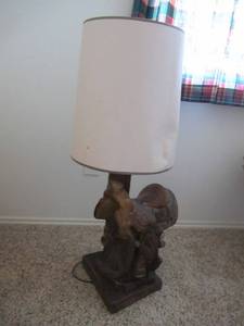 lot 74 image: VINTAGE CERAMIC SADDLE LAMP REALLY COOL