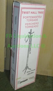 lot 8 image: R Powell Heirloom Cherry rope twist entry hall coat tree, never assembled in box