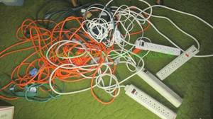 lot 63 image: Assorted electrical extension cords and power stripes
